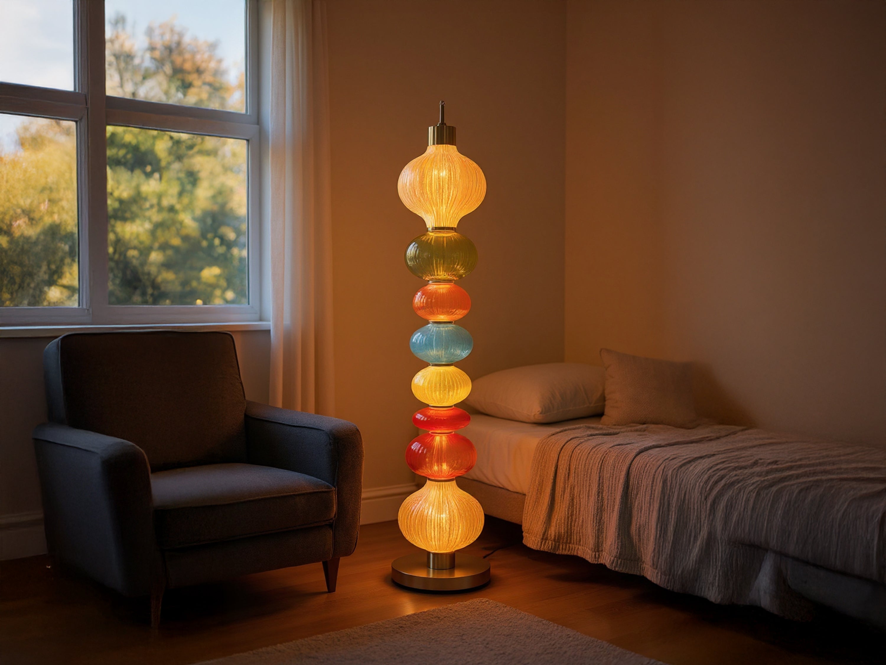Handmade Glass Floor Lamp Unique Tall Floor Lamp
